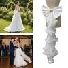 Classical Wedding Sash Bows Waist Decoration Large Bows Towing Multilayer Sheer Veil For Wedding Bride Waist Styling