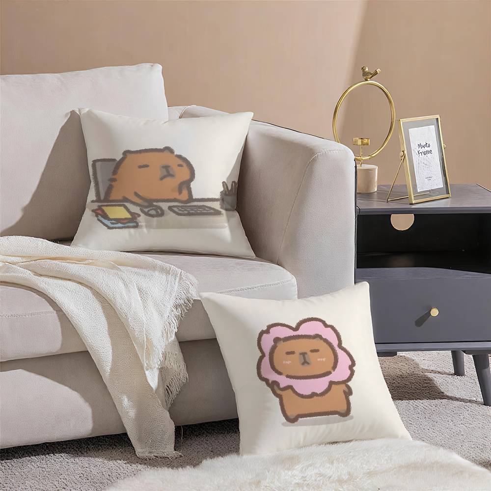 Happy Office Worker Cartoon Work Pillow Case Comfort Sofa Bed Silky elegant Invisible zipper Decorative cushion cover
