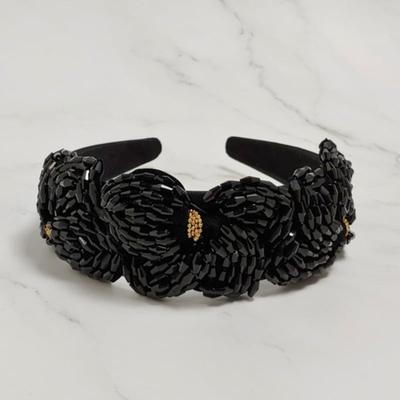 LALA Beaded Embroidery Hairband - Black