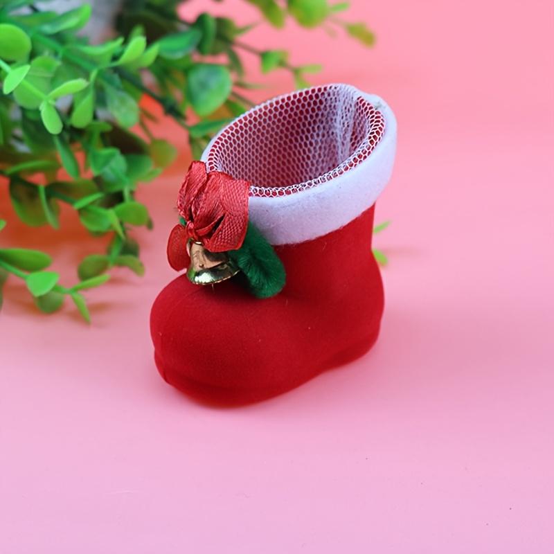 3/6pcs Christmas Socks Candy Boots with Small Bells Holiday Gift Bags Xmas Trees Santa Claus Boots for Fireplace Festival Decors