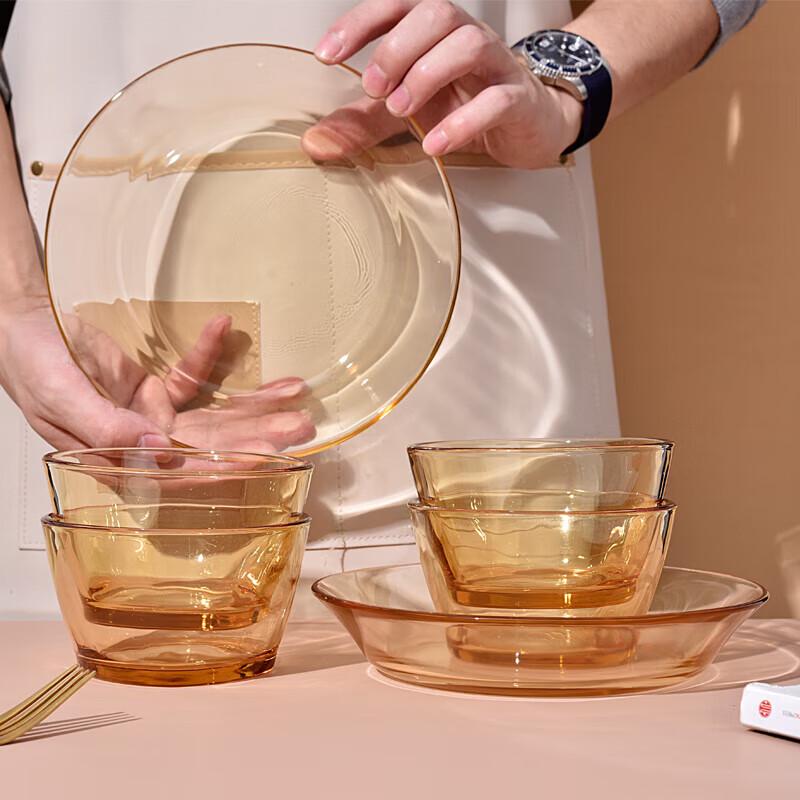 Guozi Shiguang ASGZ-A04 Amber 6-Piece Heat-Resistant Glass Dinnerware Set
