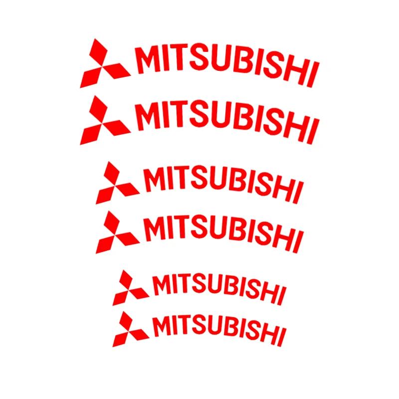 6pcs Car Wheel Caliper Stickers Vinyl Brake Decal for Mitsubishi Lancer Mirage OTO ASX L300 Montero L200 Outlander Delica Pajero