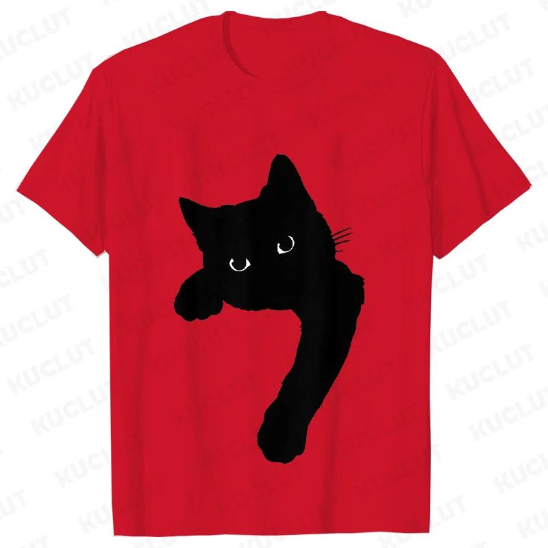 Funny Black Cat Men T-shirt Summer Harajuku Fashion Male Breathable Aesthetic Oversized Clothing Ulzzang Tees Graphic Y2k Tops