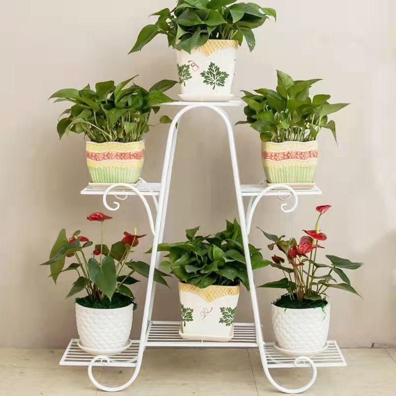 Multi-layer Indoor Flower Stand - Wrought Iron, Space-saving Decor Rack for Home & Balcony