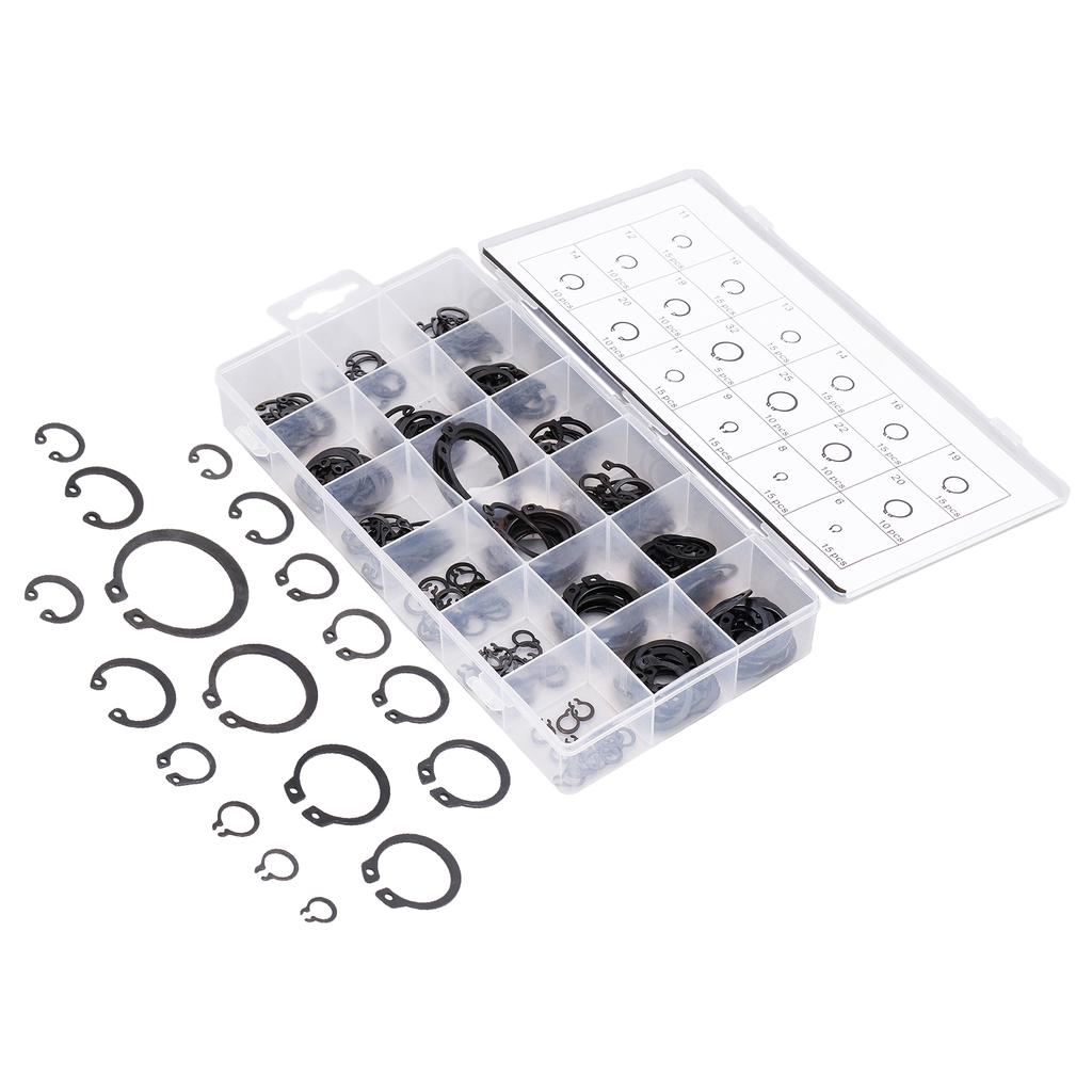 225Pcs C Clip Circlip Snap Ring Retaining Fastener Hardware Set Kit for Machine Vehicle