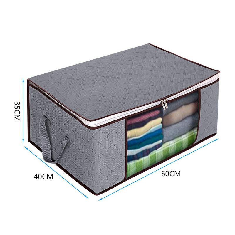 3x Clothes Quilt Storage Bag Blanket Closet Sweater Ziped Organizer Box Sorting Clothes Cabinet Grey