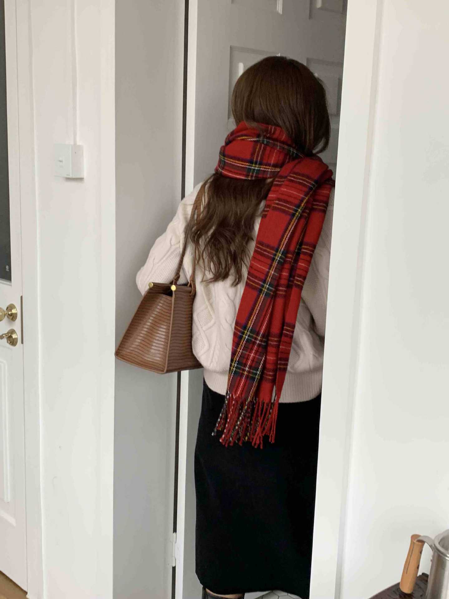 

Cheese Shop ~ Red Plaid Scarf Women S Winter Retro Net Red Check Warm Knit Scarf Wind