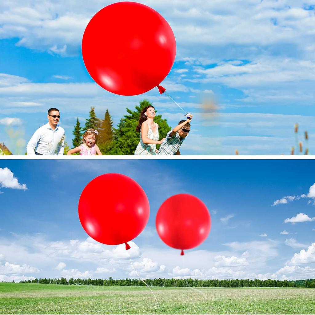 Leitee 2 Pcs 72 Inch Giant Balloons Round Latex Large Human Egg Jumbo Balloons Inflatable Air Decorations for Birthday Party Wedding Engagement(Red)
