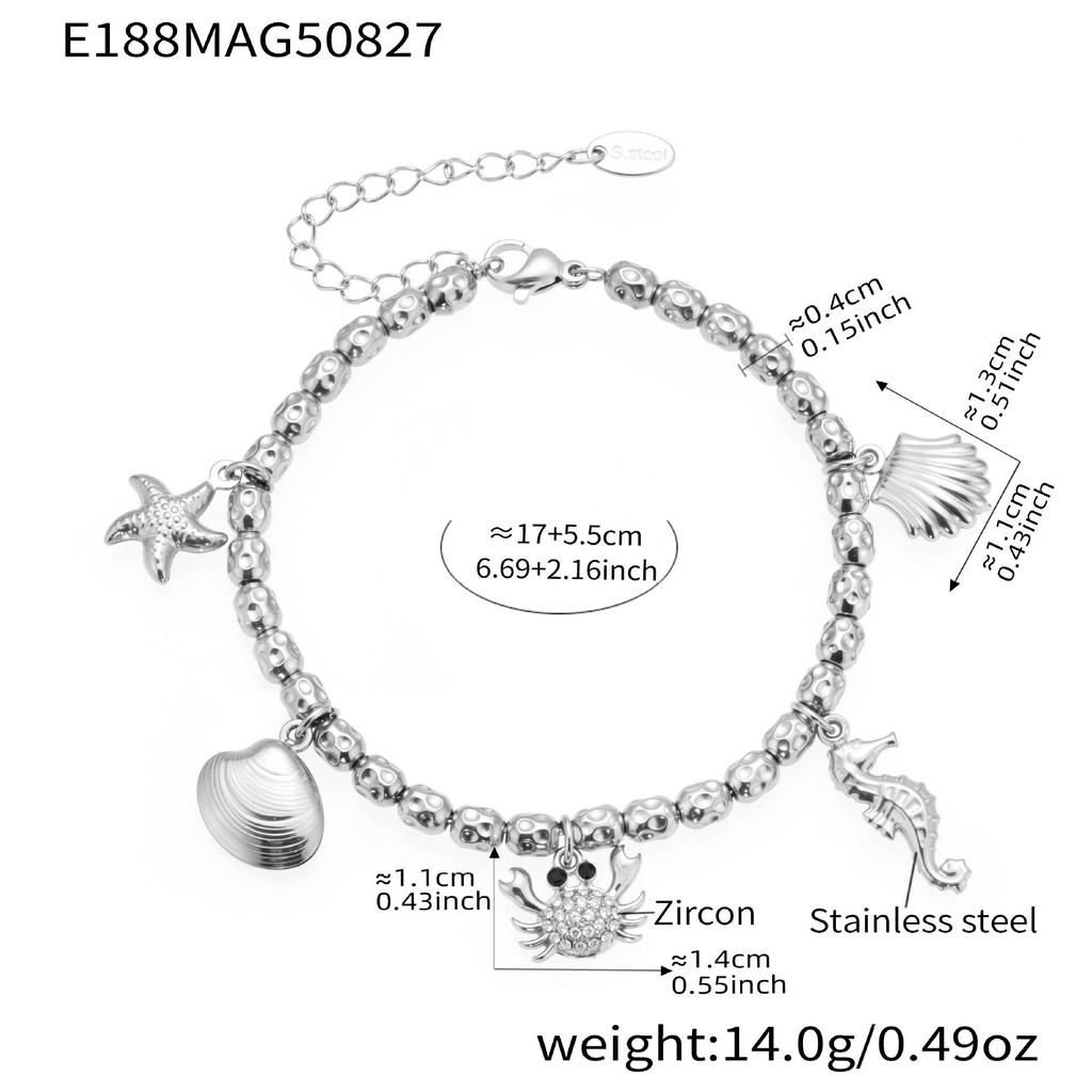 Qiong Yao Ocean DIY Beaded Bracelet Set: Starfish Shell 5A Zirconium Stainless Steel Ornament