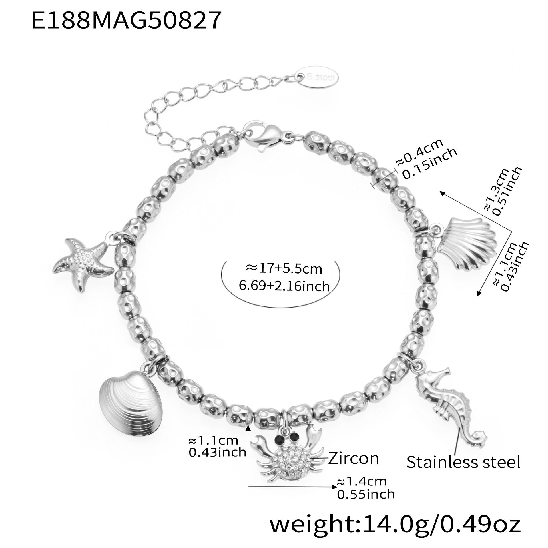 Qiong Yao Ocean DIY Beaded Bracelet Set: Starfish Shell 5A Zirconium Stainless Steel Ornament