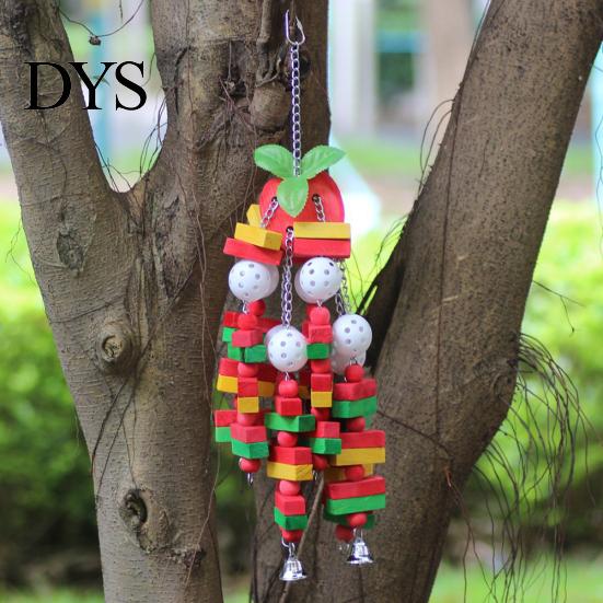 Parrot Wood Apple Banana Building Block Toy Pet Bird Ladder Bite Chew Cage Decor