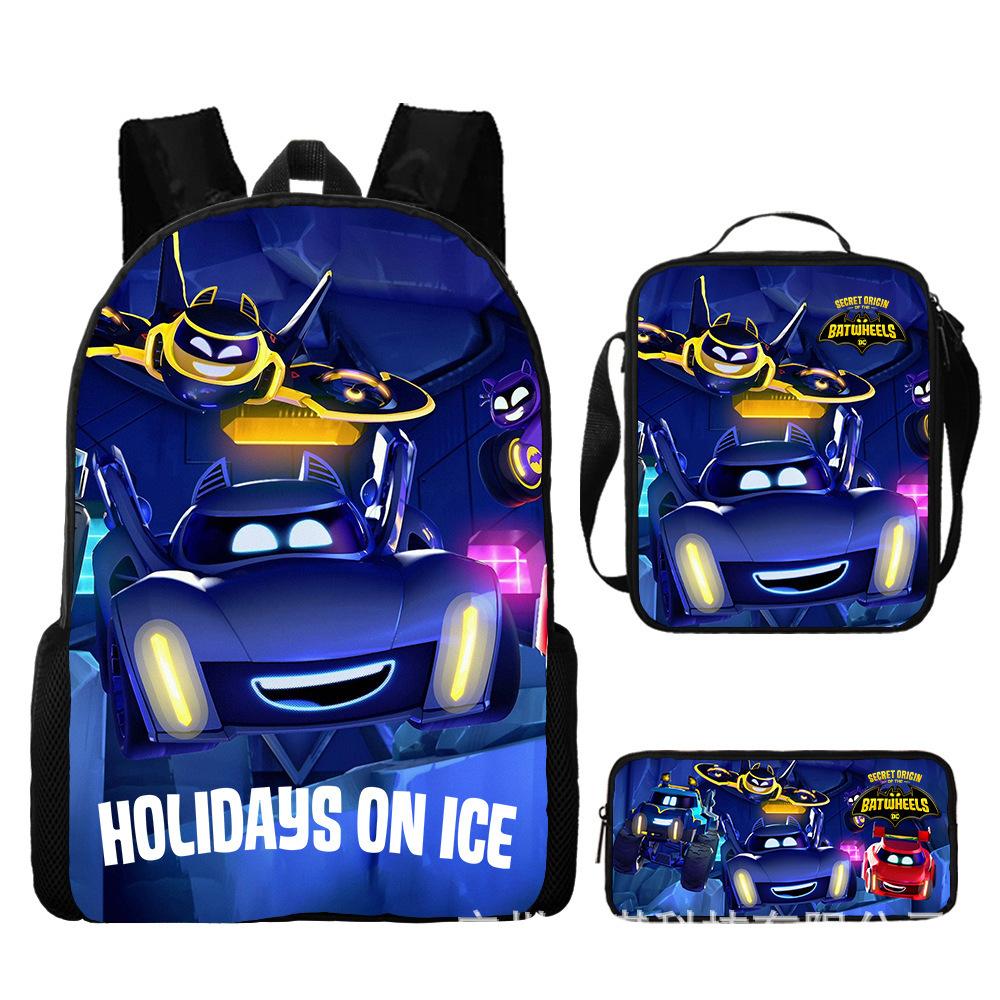 Batwheels School Backpack Set for Kids, 3-Piece Cartoon Bookbag, Shoulder Bag, Pencil Case