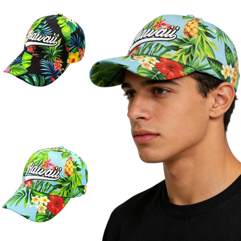 My Extreme Outdoor Activities Women's Black Tropical Hawaii Print Trucker Hat Unisex Summer Baseball Cap Adjustable Breathable Dad Hat For Beach Outdoor Sun Caps