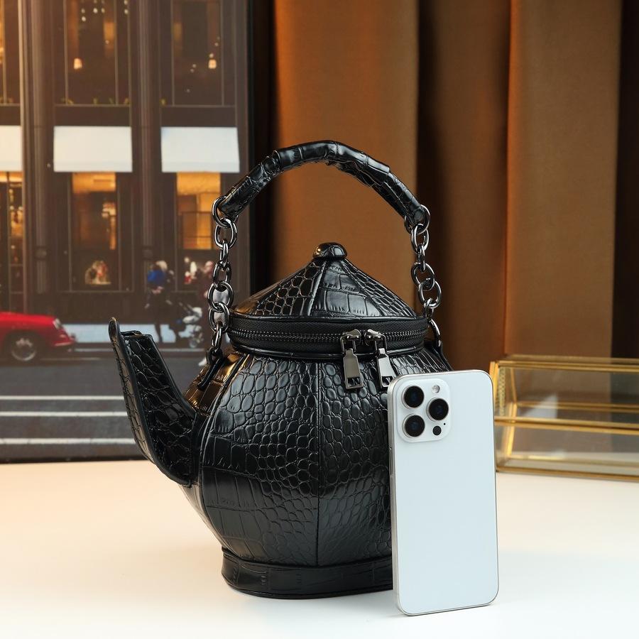 Lustiges Krokodilmuster Kreative Chinesische Stil Teekanne Weinkanne Form Damen Tasche Schulter Umhängetasche
