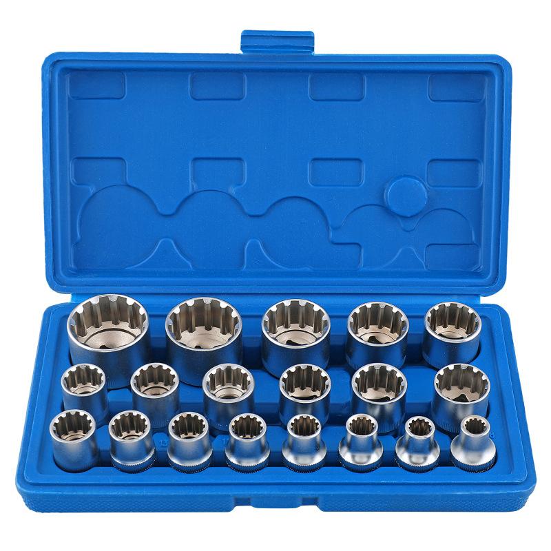 19Pcs Bit Kits 8-32Mm Multi-Tooth Nuts Torx Vehicle Repair Tool Kits Multifunctional Auto Repair Tools Hand Tools