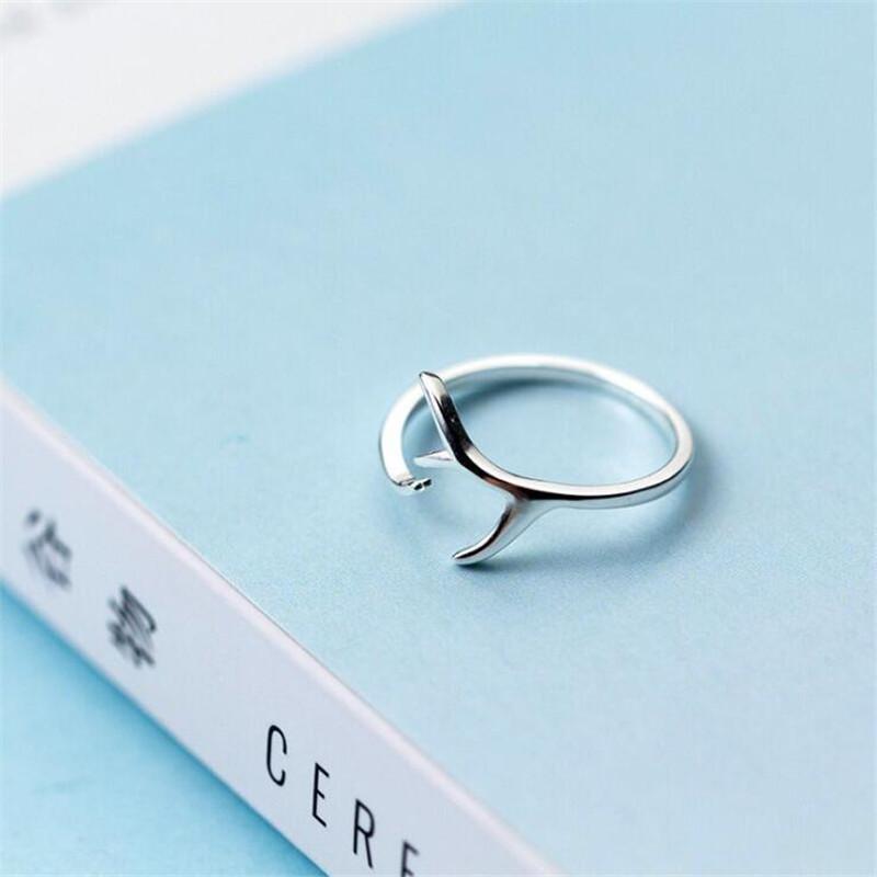 Fashion Antlers Smooth Temperament 925 Sterling Silver Jewelry Personality Geometric Branches Simple Opening Rings TYB002