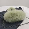 Women Chain Crossbody Bag Zipper Furry Tote Handbag Versatile Cute Satchel Bag Soft Girl Satchel Purse