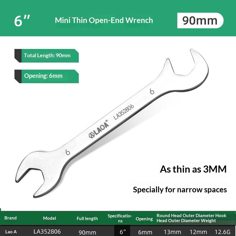Mini Thin Double Open-End Wrench Stainless Steel Dual-Purpose Wrench 5 To 11 Mm Available Mini Dual-Purpose Wrench Set