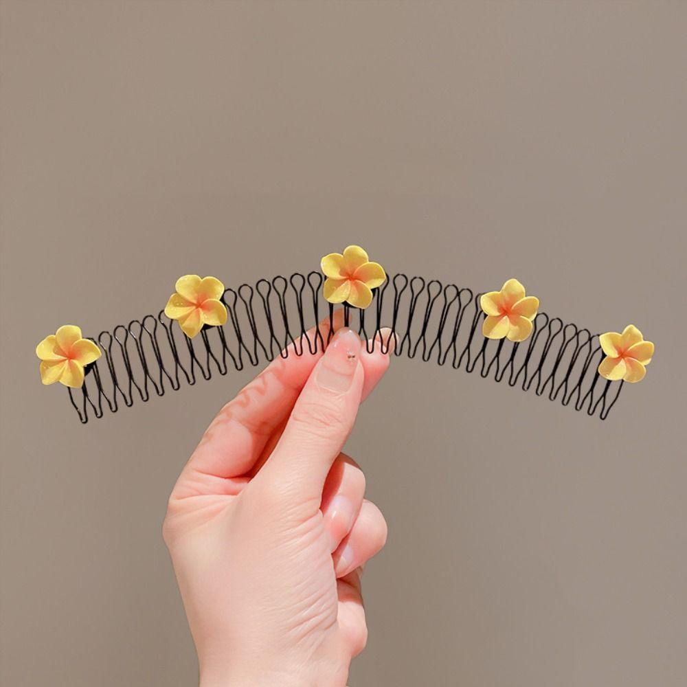 Spring U Shape Hair Styling Comb Headband Fixed Combs Invisible Extra Hair Holder Teeth Hair Accessories Flower Hairpin