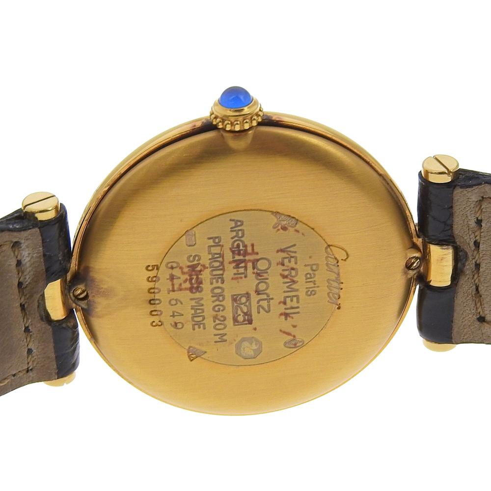 CARTIER Must Vermeille Watches cal.90 SilverDial Plated Gold/leather Quartz Analog display Women Used