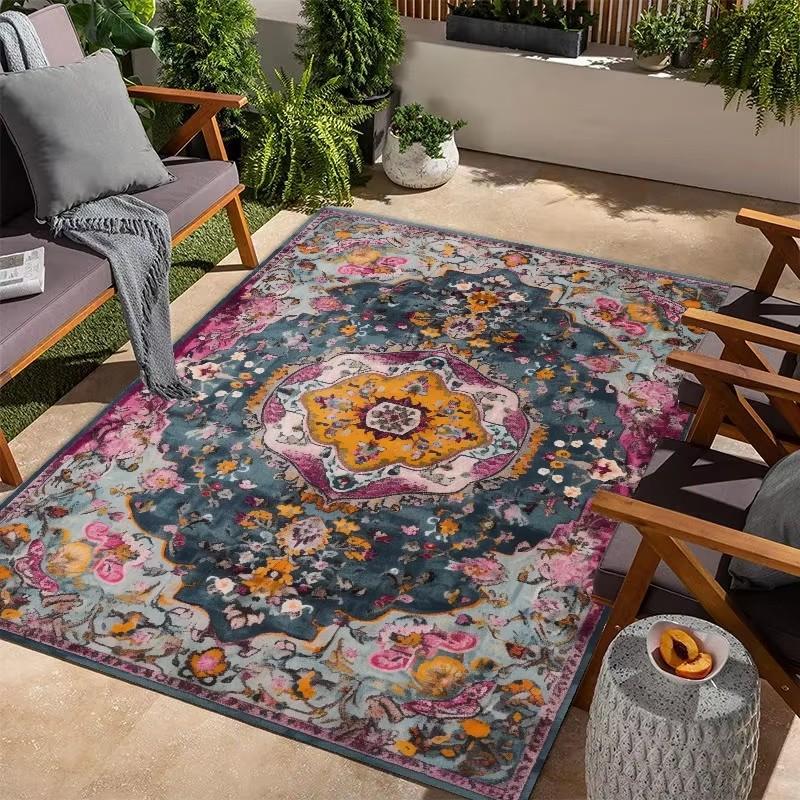 European Persian Style Living Room Carpet Non-slip Security Bedroom Mat for Kids Large Size Decorative Bathroom Kitchen Area Rug