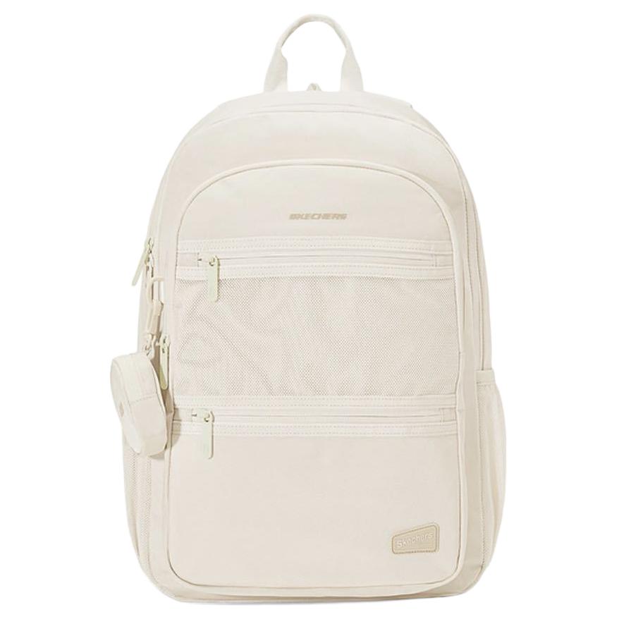 Skechers Waterproof Travel Commuter Lightweight Sporty Logo Fashion Fabric Backpack Unisex Backpack Eggshell L325U062-00V7 Egg White Color