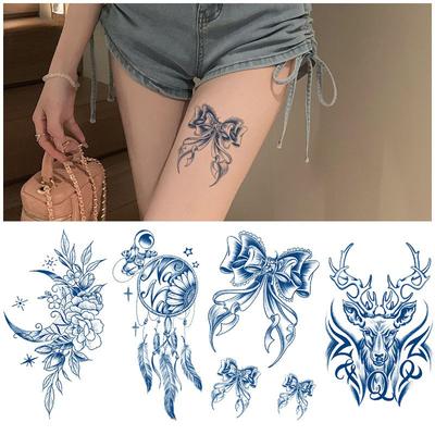 Emmy Herbal Gradual Change Water Transfer Simulation Can Not Wash Off Semi-Permanent Bow Deer Head Dream Catcher Tattoo Sticker
