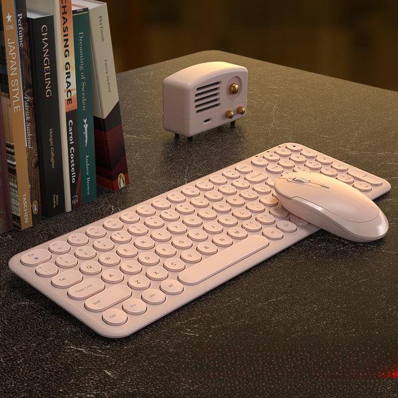 BOW Silent Wireless Keyboard & Wired Mouse Set, Bluetooth Compatible for Women's Office Use, Laptop & Desktop