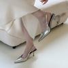 After empty single shoes shoes new spring and summer silver high heels bag head sandals 2025 pointed temperament French fairy