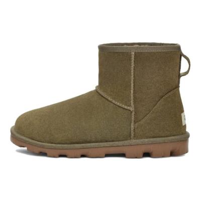 Cow Split Leather Comfortable Fashion Classic Short Snow Boots Women Boots Dark-Olive 1115030-BTOL