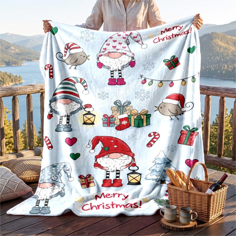 Christmas Flannel Throw Blanket Soft Warm Cozy For Sofa Bed Indoor Home Use Great Holiday Gift