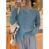 Women Korean Style Knit Cardigan Sweater Long Sleeve Button Front Sweaters Jackets Solid Color Loose Casual Sweaters Knitted Shirts