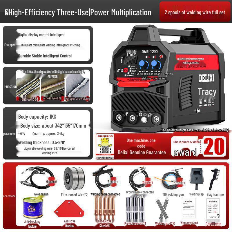 Delixi Multifunctional Gasless MIG & TIG Welder - Industrial-Grade for Household Use
