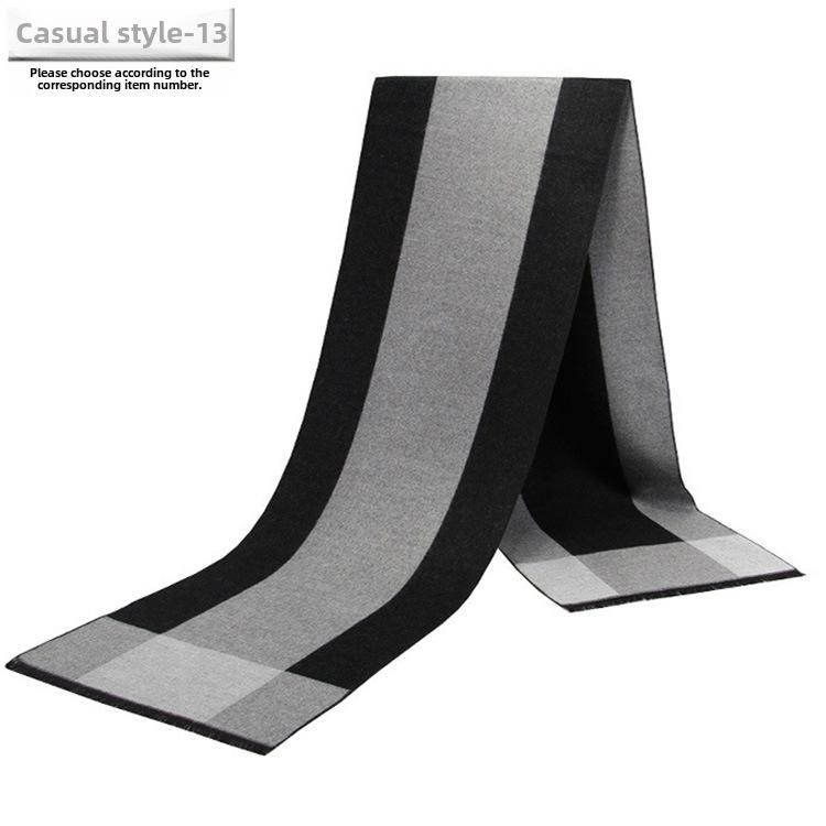 Men's Autumn & Winter Plaid Imitation Cashmere Scarf - Warm & Thick Custom Design