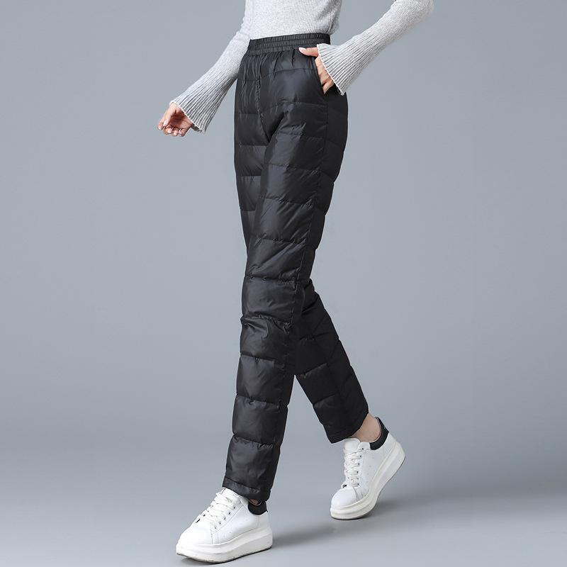 Down Cotton Pants Winter High Waist Thickened Windproof Warm Outer Wear Stretch Slim Slim Pencil Pants Cotton Pants Women