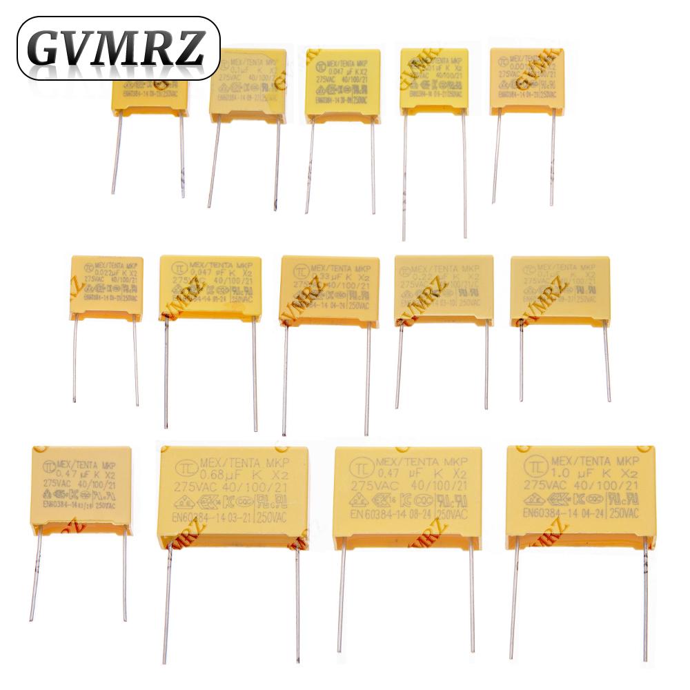 

275VAC Safety Film Capacitor Assorted Values 0.001uF–2.2uF Multiple Lead Spacing for Electronics 0.1UF 10mm(10PCS)