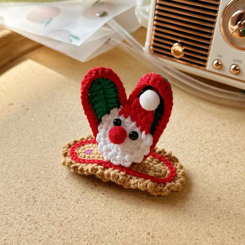 Stylish Christmas Hair Clip Eye Catching Design Hair Clip Hairpin Festive Knitted Hair Accessory for Children Christmas