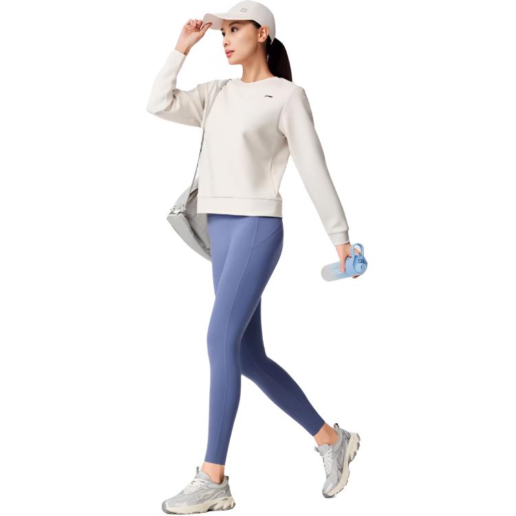 Li Ning Fitness Series Warm Round Neck Logo Sports Sweatshirt Women sweatshirt AWDW074-4