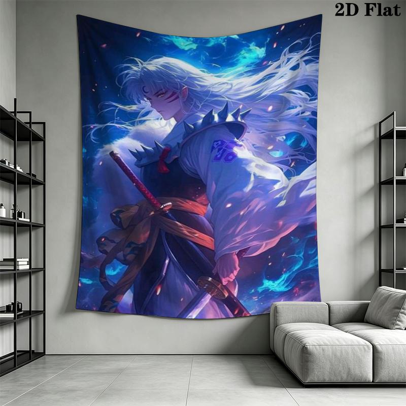 Inuyasha Wall Tapestry Aesthetic Wall Hanging Printed Fabric Blanket Decorative Tapestries for Bedroom Living Room Home Decor
