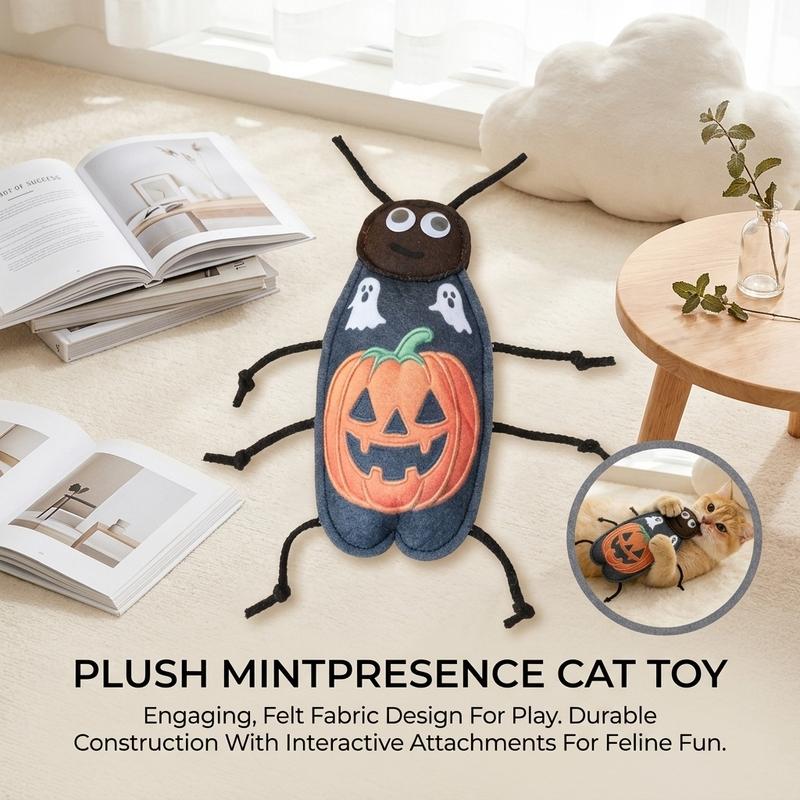 Interactive Cat Wand Toy with Built In Bell and Natural Catnip-Bionic Cockroach Teaser Non Woven Fabric Bite Resistant Kicker
