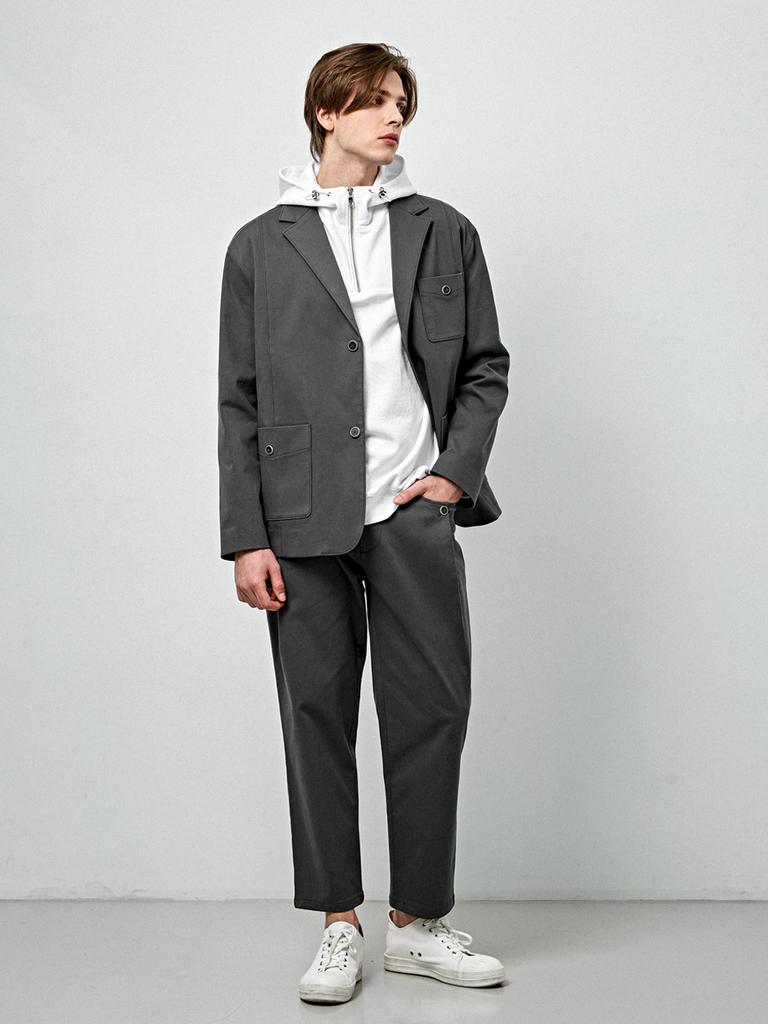 CUSTOMUS Single-Pleat Straight E-Banding Pants Cxs24Swpt209 Gry
