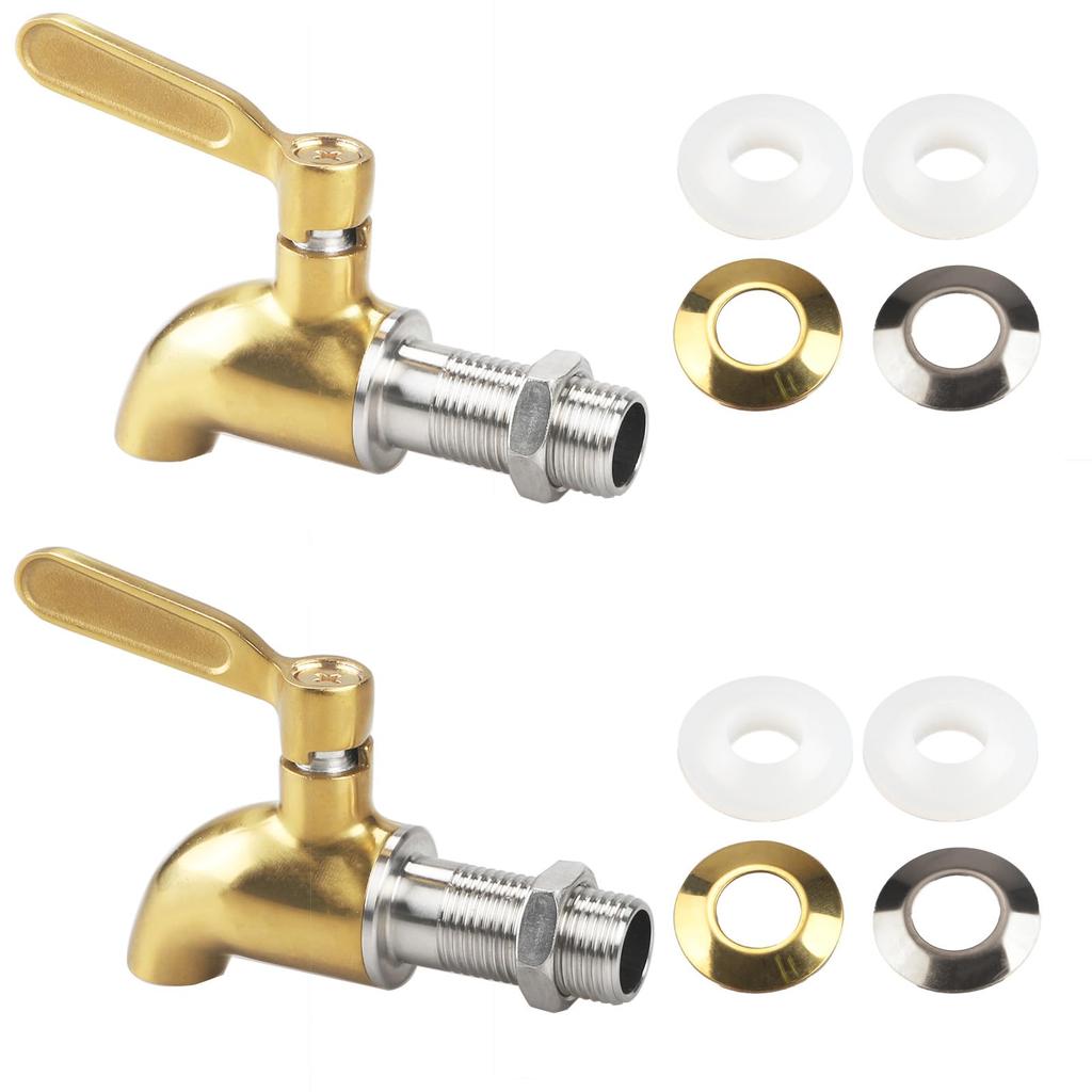 Golden Stainless Steel Beverage Barrel Replacement Faucet Food Grade Material Two-piece Set
