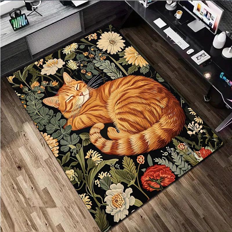 1Pc Animal Flowers Print Rug - Home Decoration Carpet For Living Room Bedroom Flooring Computer Chair Area Rug