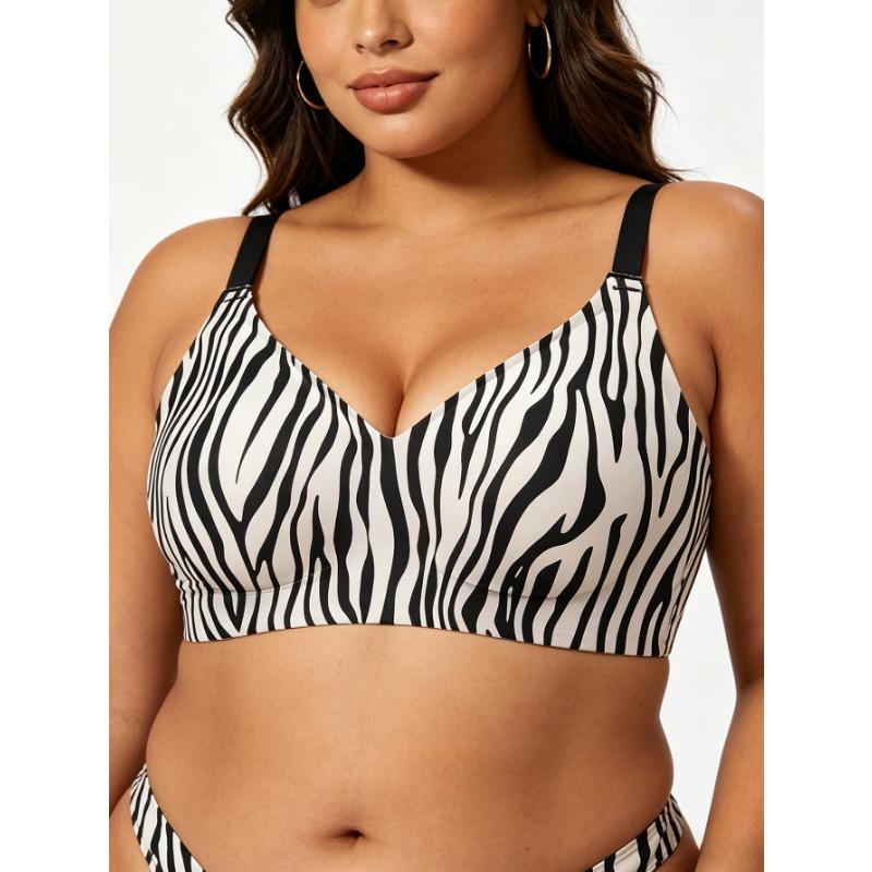 Plus Size Leopard Print Wireless Push Up Comfortable Bra