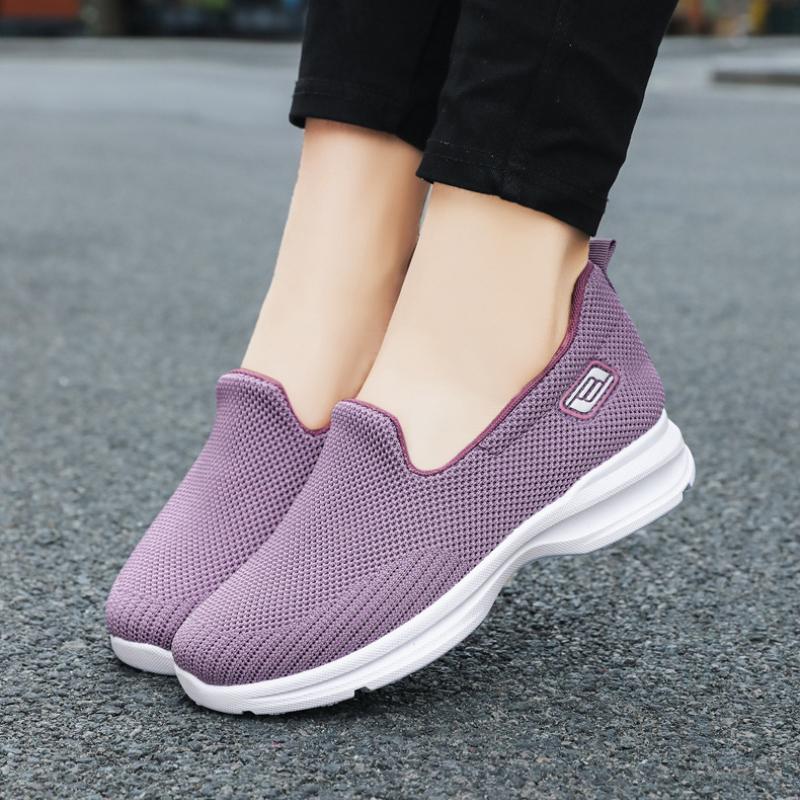 Summer Cloth Shoes, Single Shoes, Shallow Mouth Casual Shoes, Middle-aged and Elderly Solid Color Mother's Shoes