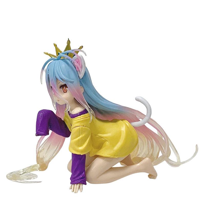 10Cm No Game No Life Anime Figure Desktop Cute Cat Ear Shiro Action Figure Room Decorations Pvc Adult Collection Model Doll Toys