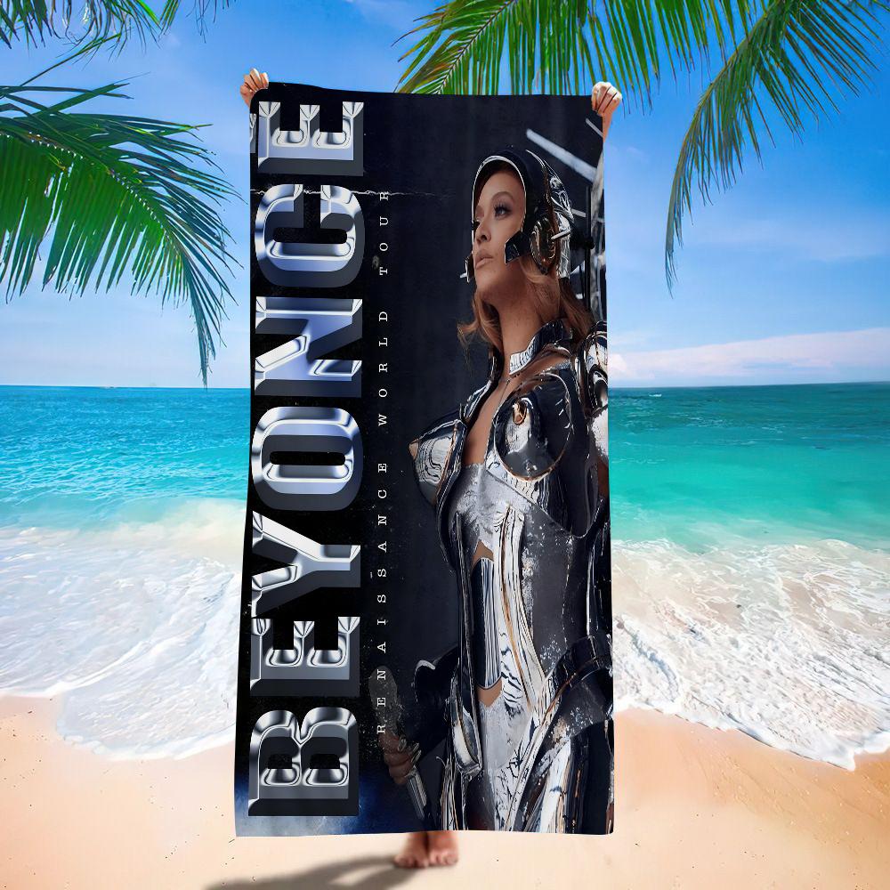 Beyonce Super Singer Microfiber Printed Beach Towel Mountain Climbing Yoga Beach Swimming Running Absorbent Soft Towel