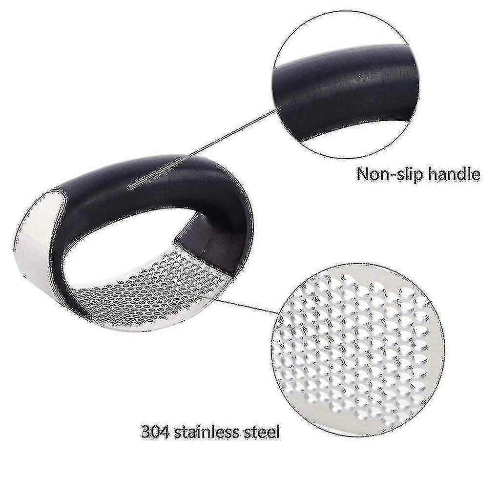 Stainless Steel Garlic Press Manual Garlic Grinder Grater Ginger Press Kitchen Accessories(black)