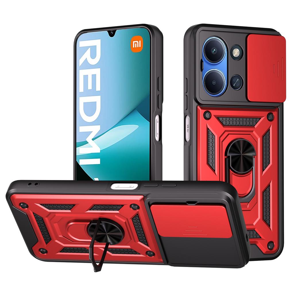 AMORUS For Xiaomi Redmi 15C 4G (EU) (173mm)/15C 5G (EU) (173mm) Case Kickstand PC+TPU Phone Cover with Camera Lens Slider