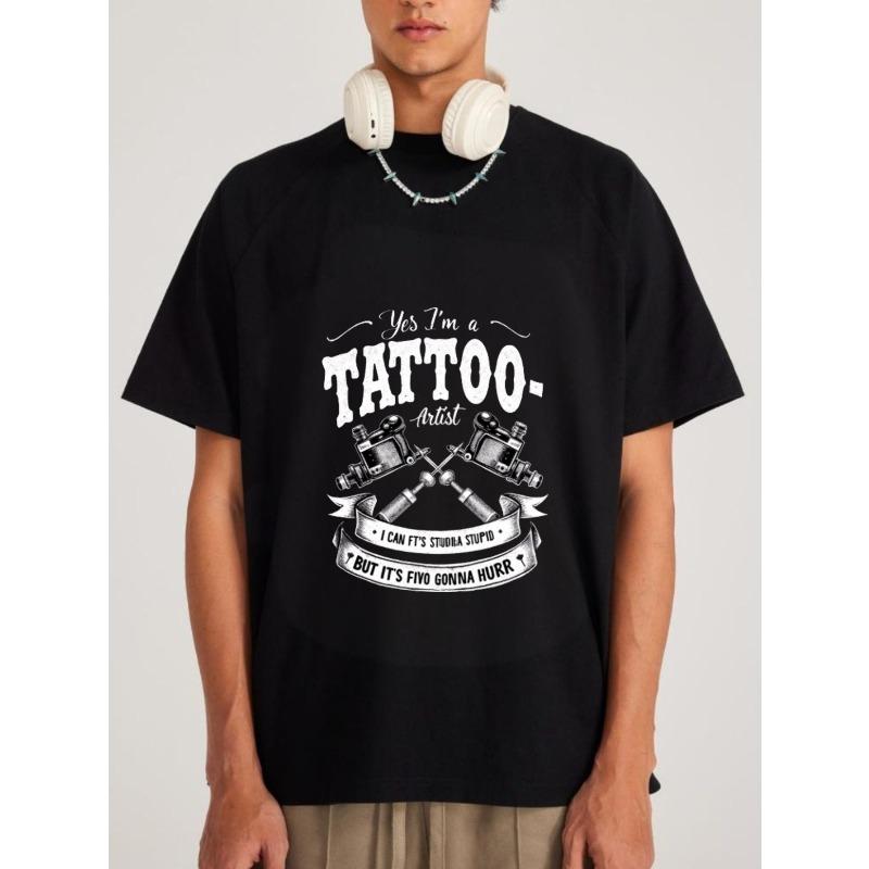 

Tattoo Artist T Shirt White Tattoo Machine and Text Design for Tattoo Studio and Art Enthusiasts S